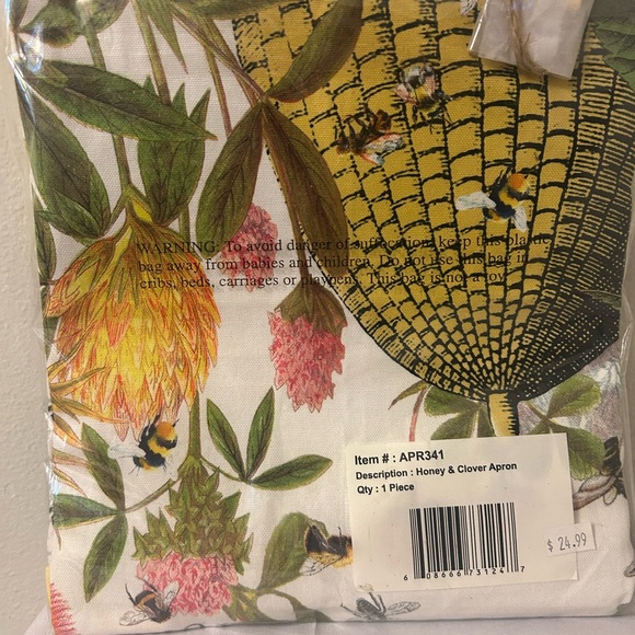 Cotton Kitchen Apron Floral Bumblebee NWT Cottagecore - Picture 4 of 4